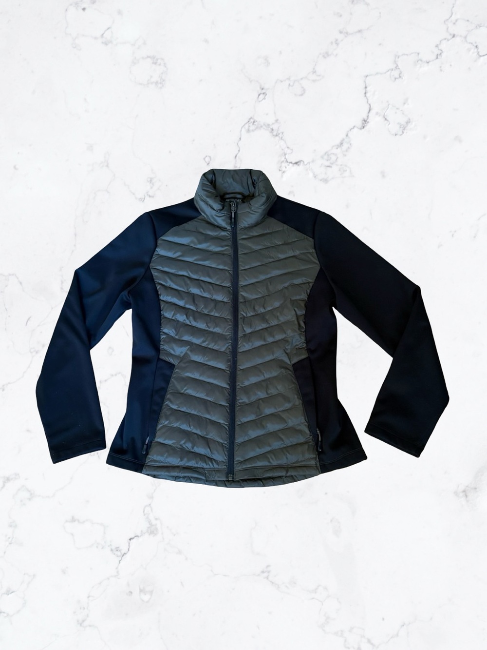 32 Degrees Quilted Front Hybrid Jacket - Black and Gray